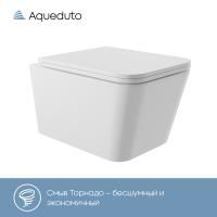 Aqueduto MACIO Tornado Унитаз подвесной 520*370 безободковый, Tornado, сиденье с микролифтом, белый глянцевый
