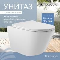 Aqueduto CONE Унитаз подвесной 525*360 безободковый, сиденье с микролифтом, белый глянцевый