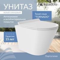 Aqueduto CONE Tornado S Унитаз подвесной 480*360 безободковый, Tornado, сиденье с микролифтом, белый глянцевый
