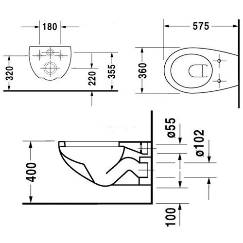 Унитаз подвесной Duravit Duraplus (без крышки-сиденья) 2547090000
