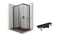 Душевой уголок Ambassador Queen Black 11011205L-ST1, прямоугольный, линейный трап, 120х80