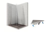 Душевой уголок Ambassador Diamond 12011110-ST9, квадратный, угловой трап, 100х100
