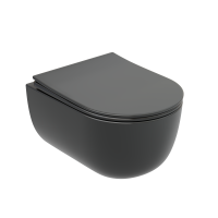 Подвесной унитаз Ceramicanova Modena  Rimless (цвет Темный Антрацит Матовый), глубокий смыв, с крепежом для полностью скрытого монтажа,  ультратонким сидением и крышкой с функцией плавного закрытия, дюропласт CN6063MDH