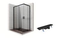 Душевой уголок Ambassador Queen Black 11011205L-ST3, прямоугольный, линейный трап, 120х80