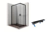Душевой уголок Ambassador Queen Black 11011205L-ST10, прямоугольный, линейный трап, 120х80
