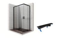 Душевой уголок Ambassador Queen Black 11011205L-ST9, прямоугольный, линейный трап, 120х80