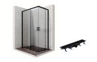 Душевой уголок Ambassador Queen Black 11011205L-ST6, прямоугольный, линейный трап, 120х80