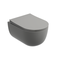 Подвесной унитаз Ceramicanova Modena  Rimless (цвет Антрацит Матовый), глубокий смыв, с крепежом для полностью скрытого монтажа,  ультратонким сидением и крышкой с функцией плавного закрытия, дюропласт CN6063MH