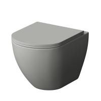 Унитаз Grossman GR-4455GMS (490х370х360) серый матовый подвесной безободковый с тонкой крышкой