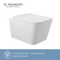 Aqueduto MACIO Tornado Унитаз подвесной 520*370 безободковый, Tornado, сиденье с микролифтом, белый матовый