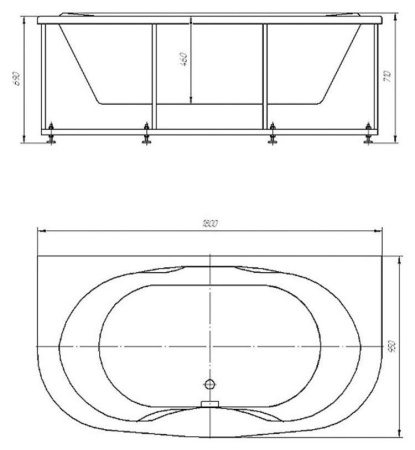 Акриловая ванна Aquatek Мелисса 180x95 MEL180-0000011 фронтальный и боковые экраны