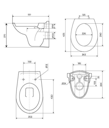 Подвесной унитаз Fluenta BASIC в комплекте с крышкой Fluenta Basic Soft-Close, Pestan 40006460