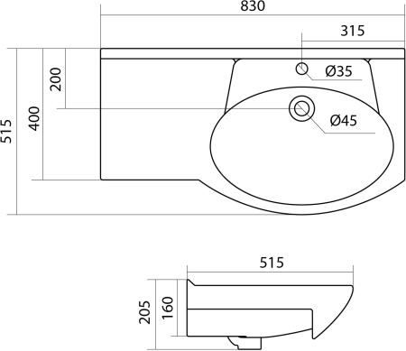 Раковина Santek Коралл 83 1.WH11.0.225