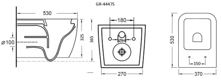 Унитаз Grossman GR-4447S (500х365х340) подвесной безободковый с тонкой крышкой