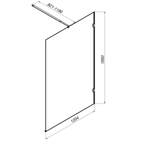 W94UWI-120-F1-BTE X-Joy Душевая перегородка AM.PM 120x195, стекло прозр. 8 мм + покрытие, фурнитура черный