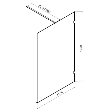 W94UWI-110-F1-BTE X-Joy Душевая перегородка AM.PM 110x195, стекло прозр. 8 мм + покрытие, фурнитура черный