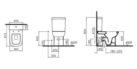 Унитаз-компакт VitrA S20 9800B003-7205 с микролифтом и функцией биде