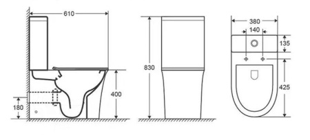 Унитаз-компакт AVISIO напольный безободковый Cerutti SPA CT8459