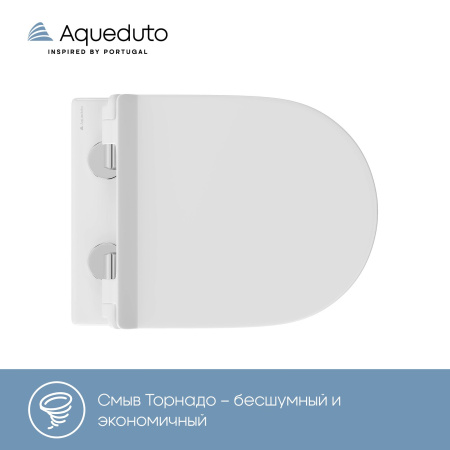 Aqueudto OVO Tornado S Унитаз подвесной 480*360 безободковый, Tornado, сиденье с микролифтом, белый глянцевый