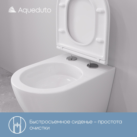 Aqueduto OVO Tornado Унитаз подвесной 525*360 безободковый, Tornado, сиденье c микролифтом, белый глянцевый