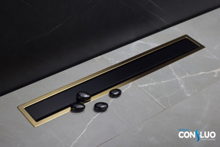Душевой лоток Pestan Confluo Premium Line 650 Black Glass Gold, 13100116