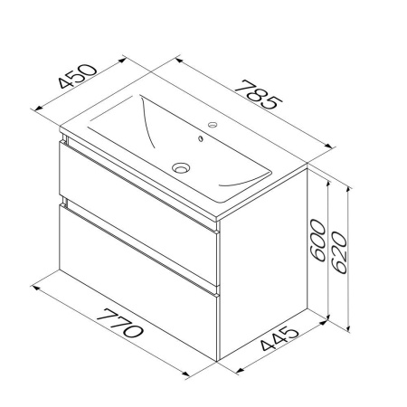 M85AFHX0802BM X-Joy База под раковину AM.PM, подвесная, 80 см, 2 ящика, черный матовый