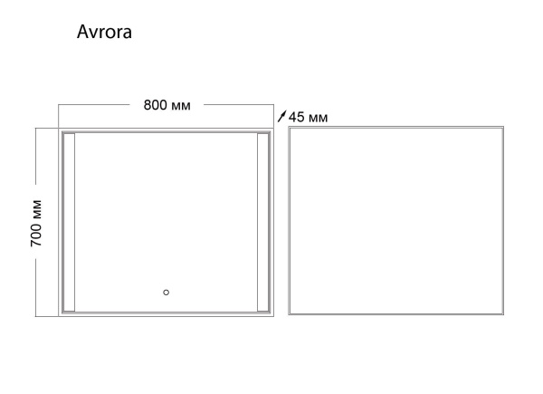 Зеркало Grossman AVRORA 118070 (800x700x45) LED с сенсорным выключателем