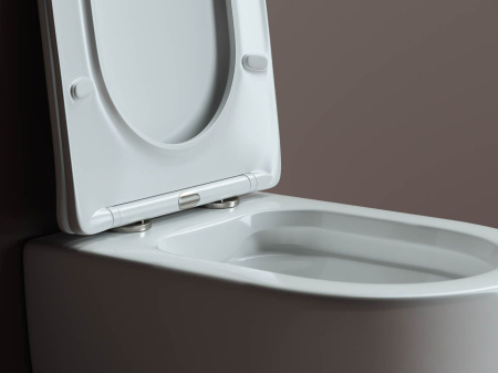 Подвесной унитаз Ceramicanova Mia Rimless, глубокий смыв, с крепежом для полностью скрытого монтажа,  ультратонким сидением и крышкой с функцией плавного закрытия CN1805