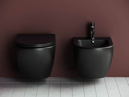 Подвесной унитаз Ceramicanova Metropol Rimless, глубокий смыв, с крепежом для полностью скрытого монтажа,  ультратонким сидением и крышкой с функцией плавного закрытия CN4002MB
