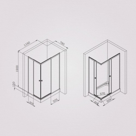 W94G-403-120280-BT1K X-joy Душевое ограждение AM.PM прямоугольное,раздвиж.двери 120x80 черный мат.