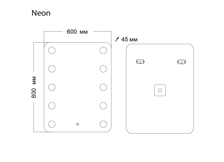 Зеркало Grossman NEON 146080 (600x800x45) LED с сенсорным выключателем и гравировкой