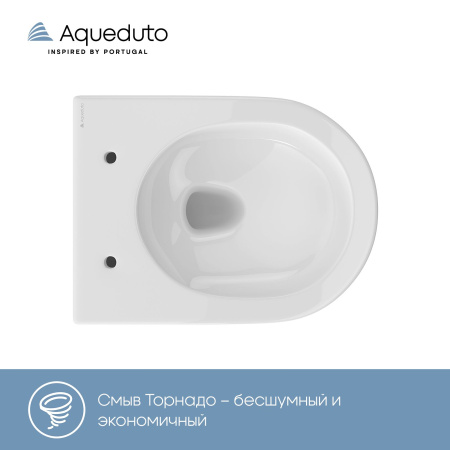 Aqueudto OVO Tornado S Унитаз подвесной 480*360 безободковый, Tornado, сиденье с микролифтом, белый глянцевый