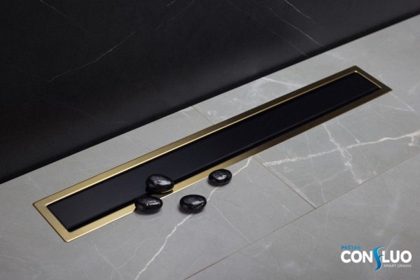 Душевой лоток Pestan Confluo Premium Line 950 Black Glass Gold, 13100125