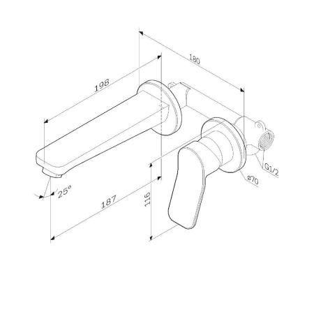 F85A72622 X-Joy, Смеситель для умывальника AM.PM монтируемый в стену, чёрный