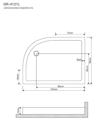 Поддон Grossman GR-41210920L 120x90x15 левый для GR-4121L