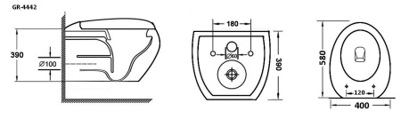 Унитаз Grossman GR-4442 (580х400х390) подвесной с толстой крышкой