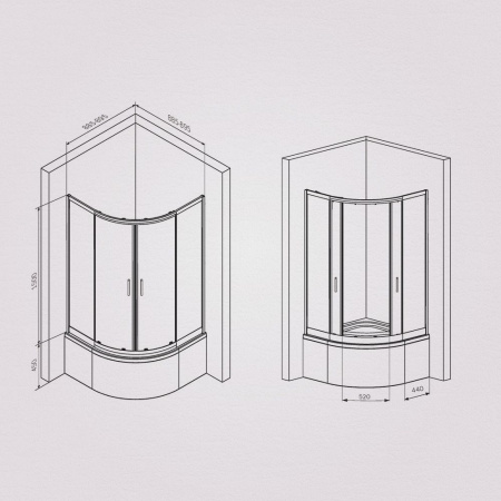 W90G-401A090BT Душевое ограждение AM.PM Gem Deep 1/4 Rond 90x90 стекло прозрачное, профиль черный матовый