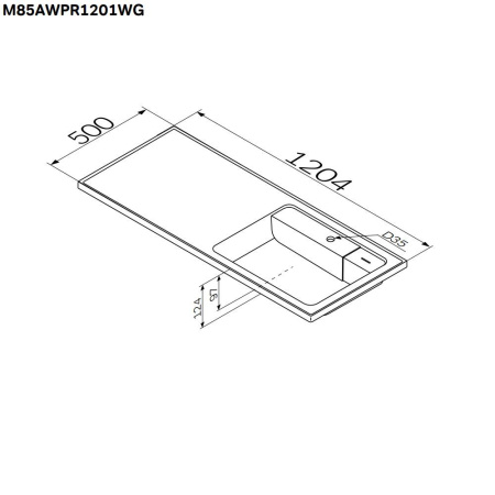 M85AWPR1201WG X-Joy, Раковина над стиральной машиной AM.PM, литьевой мрамор, правая, 120 см, белый глянец