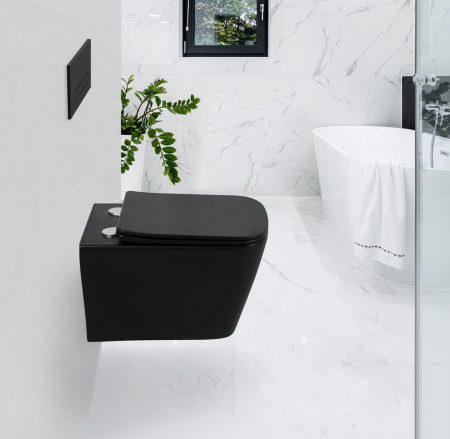 Унитаз подвесной безободковый BelBagno ARDENTE-C, черный BB3202CHR-MB/BB3202SC-MB