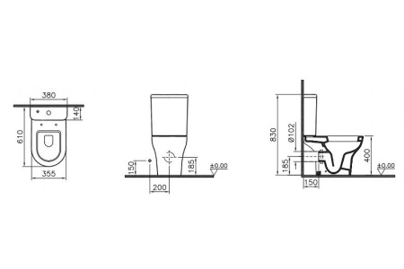 Унитаз-компакт VitrA Zentrum 9012B003-7204 с микролифтом