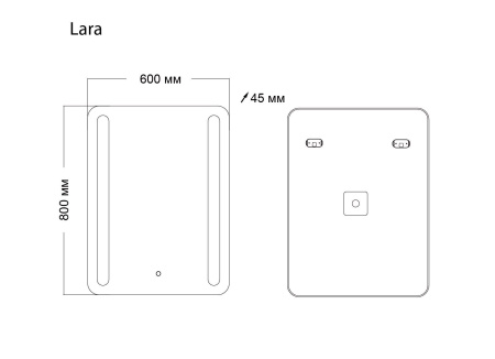 Зеркало Grossman LARA 136080 (600x800x45) LED с сенсорным выключателем и гравировкой