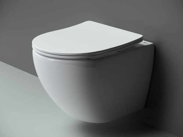 Подвесной унитаз Ceramicanova Metropol Rimless, глубокий смыв, с крепежом для полностью скрытого монтажа,  ультратонким сидением и крышкой с функцией плавного закрытия CN4002