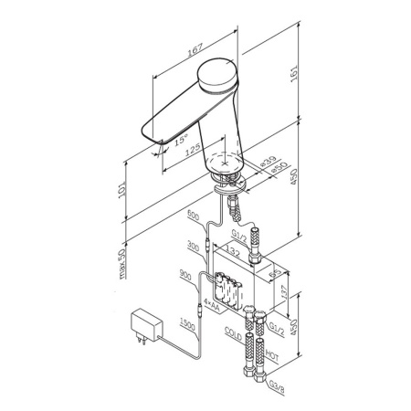 F50A02400_xxx Inspire V2.0, TouchReel Смеситель для умывальника AM.PM электронный, излив 125 мм, хром