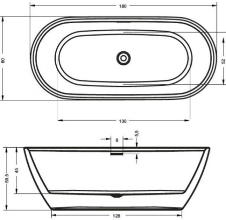 Акриловая ванна Riho Inspire FS 180x80 BD0200500000000