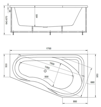 Акриловая ванна Aquatek Медея 170x95 MED180-0000010 правая, вклеенный каркас