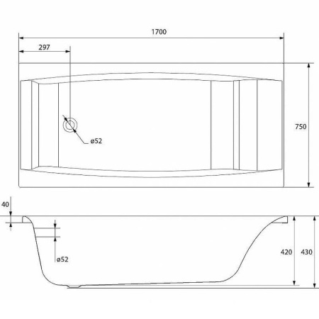 Ванна прямоугольная Cersanit VIRGO 170x75 белый, 63353