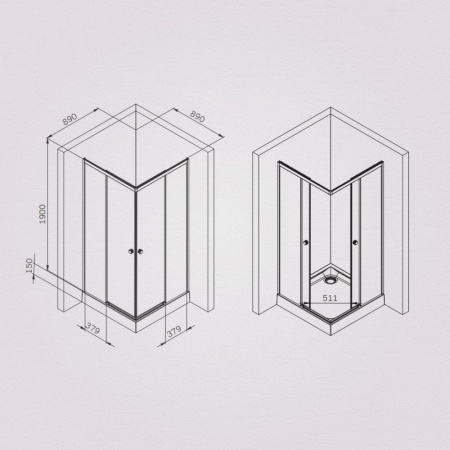 W94G-403-9090-MT1K X-joy Душевое ограждение AM.PM квадратное,раздвиж.двери 90x90 хром мат