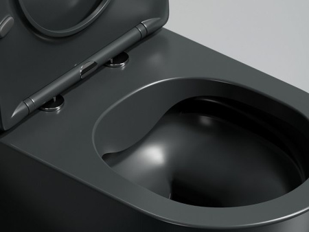 Подвесной унитаз Ceramicanova Modena  Rimless (цвет Темный Антрацит Матовый), глубокий смыв, с крепежом для полностью скрытого монтажа,  ультратонким сидением и крышкой с функцией плавного закрытия, дюропласт CN6063MDH