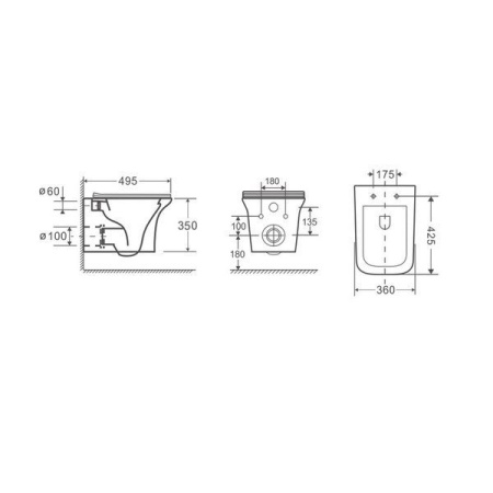 Унитаз NIVOLET Aria PP подвесной безободковый Cerutti SPA CT9034