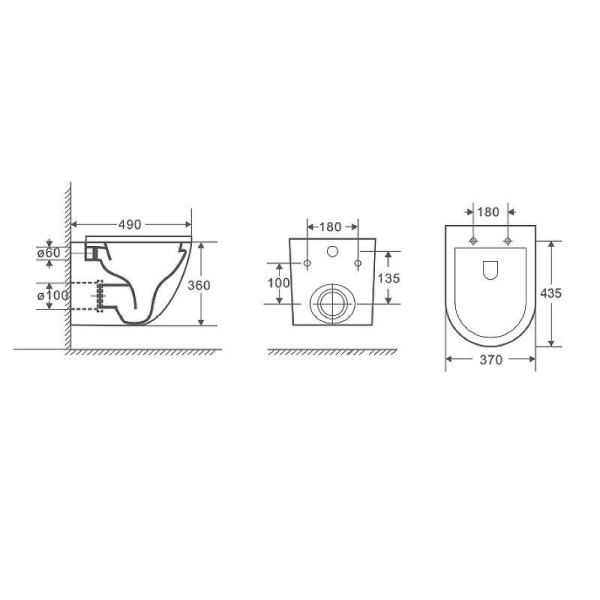 Унитаз подвесной безободковый D&K Matrix DT1396016, белый